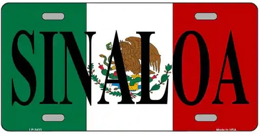 Sinaloa Mexican Flag Novelty Metal License Plate