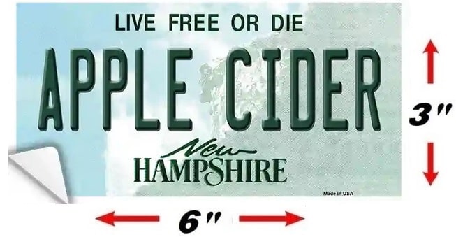 Size Of Apple Cider New Hampshire Silhouette Sticker Decal