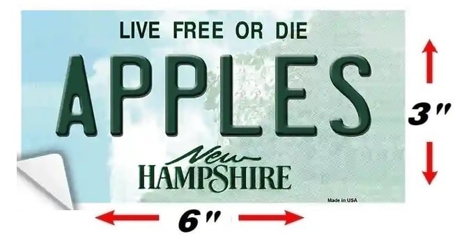 Size Of Apples New Hampshire Silhouette Sticker Decal