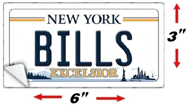 size Bills Fan License Plate Sticker Decal