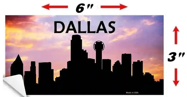 Size Dallas Skyline Silhouette Sticker Decal