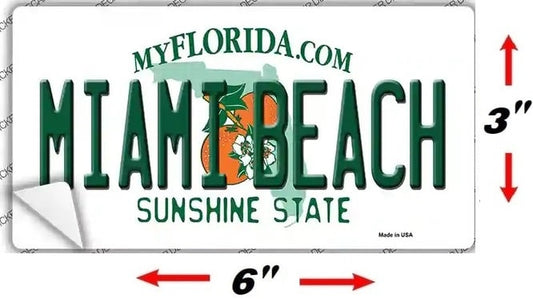 Size Miami Beach Florida Novelty Sticker Decal