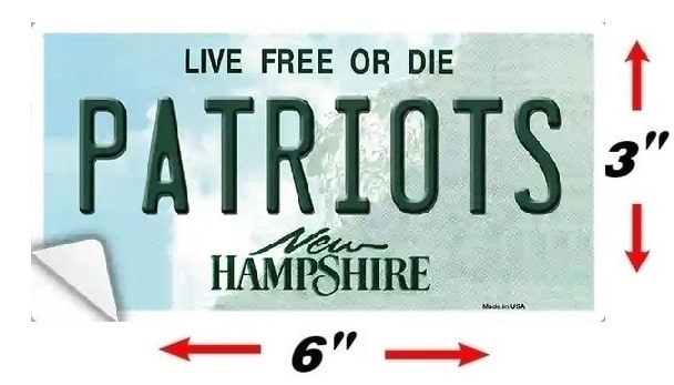 Size Of Patriots New Hampshire Bumper Sticker Decal