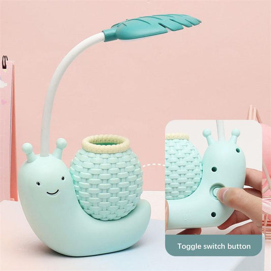 Snail Led Table Lamp Cute Pen Holder Desk Light Reading Study Children Bedroom College Dorm Eye Protection Adjustable Organizer Cute Study Lamps for Bedroom Décor