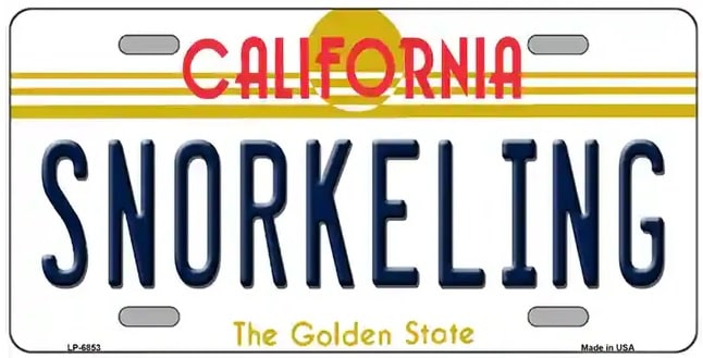 Snorkeling California Facade Novelty License Plate