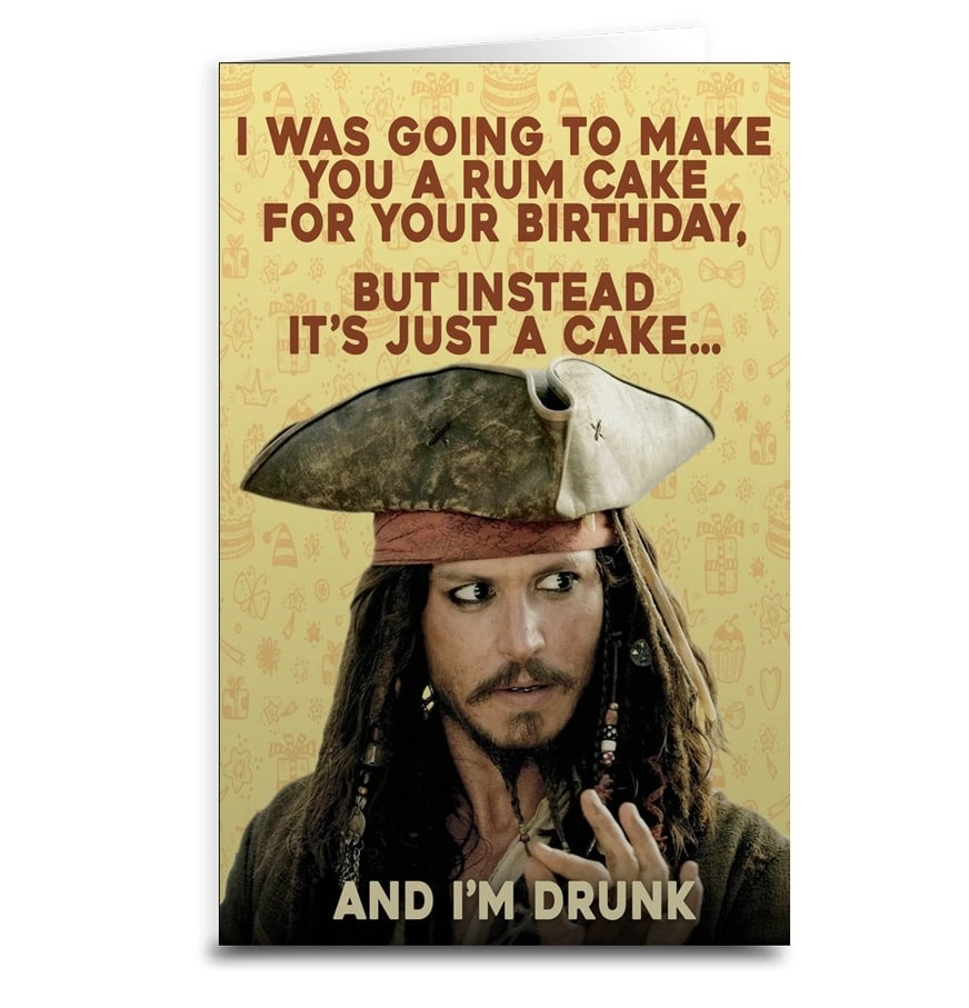 Jack Sparrow Rum Cake Birthday Card