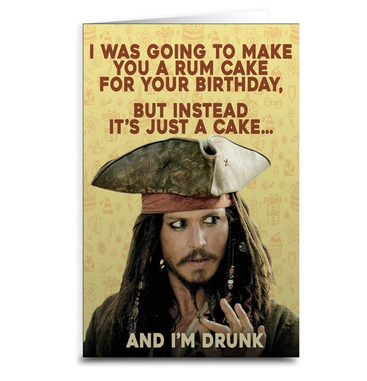 Jack Sparrow Rum Cake Birthday Card