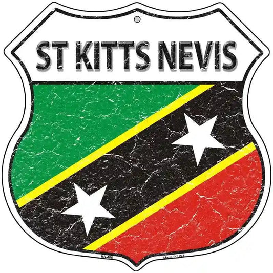 St Kitts Nevis Flag Highway Shield Magnet