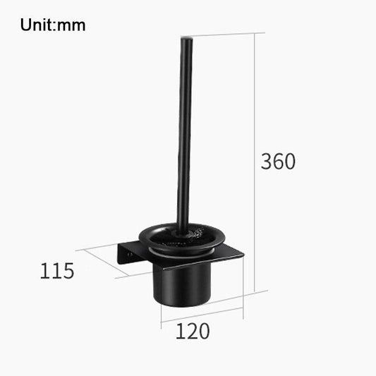 Stainless Steel Toilet Brush Holder Black Wall Mounted Toilet Bowl Brush Holder For Bathroom Cleaning Kit