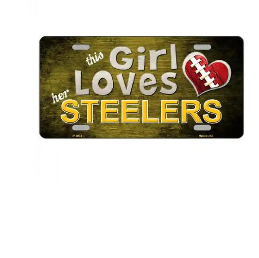 This Girl Loves Her Steelers Novelty Metal License Plate