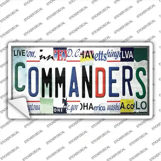 Commanders License Plate Sticker Decal