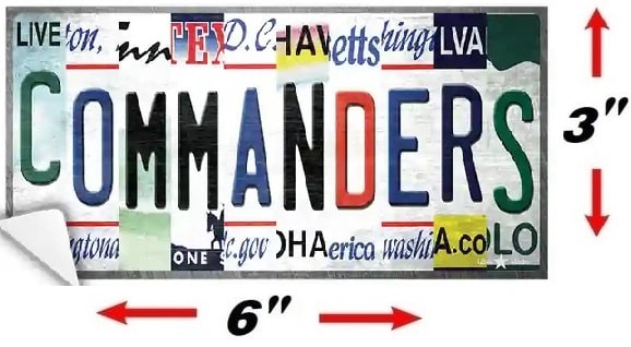 Size Commanders License Plate Sticker Decal