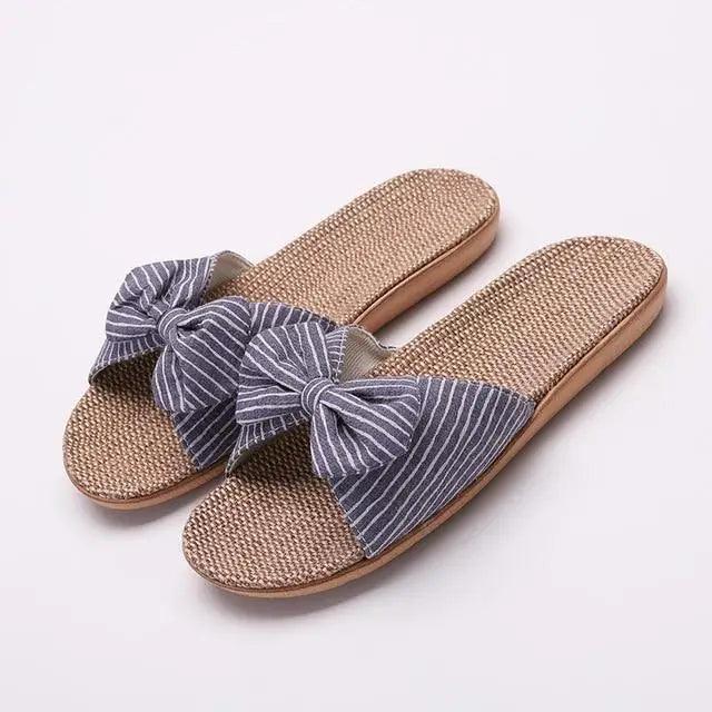 Stylish Women Flax Slippers Casual Summer Flower Elegant Fashion Slippers For Womens