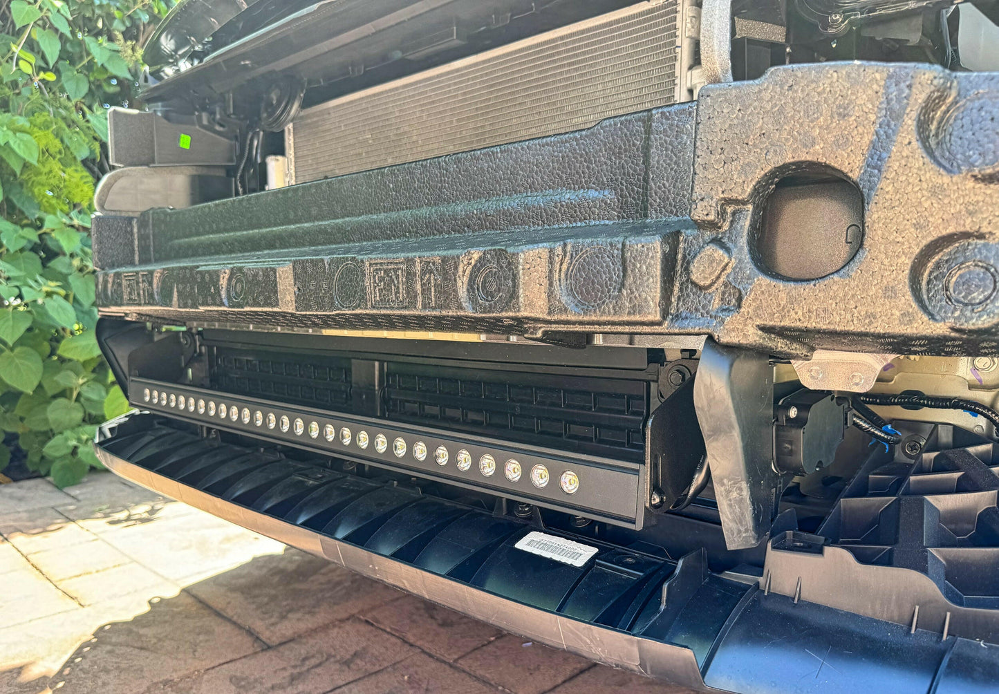 Close-up of a vehicle's front bumper with visible LED Light Bars