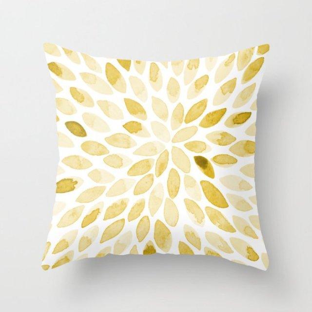 Summer Fashion Fresh Yellow Cute Pillows Case Geometry Yellow Pillow Case Cushion Cover Polyester Pillowcase Floral Cushion Case Modern Decorative Pillows For Bed Sofa Couch 45x45CM