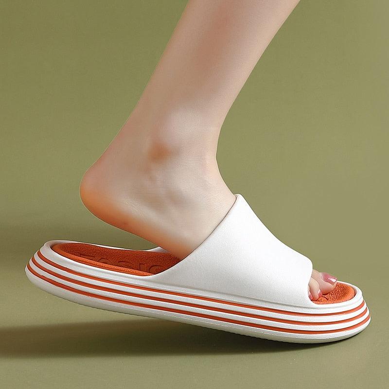 Summer Women Slippers Runway Shoes Outdoor Slides Men Flip Flops Thick Sole Non-slip Beach Pool Outdoor Slippers Anti-Slip Shower Spa Bath Pool Gym Slides Flip Flop Open Toe Comfortable Soft Sandals Casual Shoes