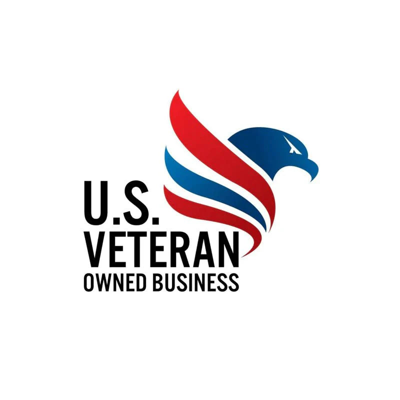 Logo for U.S. Veteran Owned Business with an eagle design on a white background
