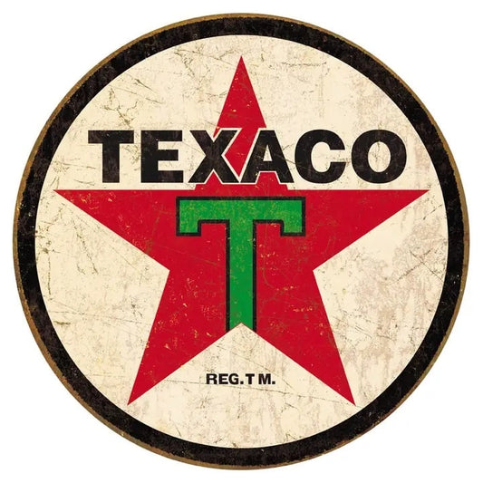 Texaco Round 1936 Tin Sign