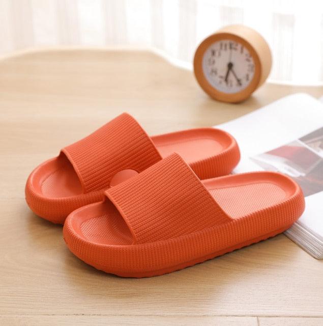 Thick Platform Bathroom Home Slippers Women Fashion Soft Sole EVA Indoor Slides Woman Sandals Summer Non-slip Flip Flops Quick Drying Open Toe Super Soft Comfy Thick Sole Home House Cloud Cushion Sandals For Indoor And Outdoor Platform Shoes