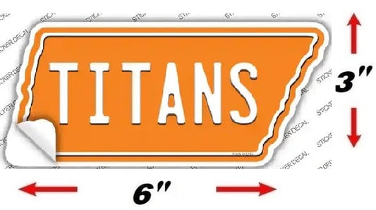 Size Of Tennessee Shaped  Titans Bumper Sticker