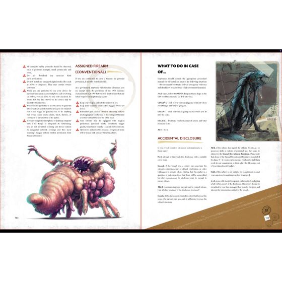 Open book with illustrations of a creature and text on a white background