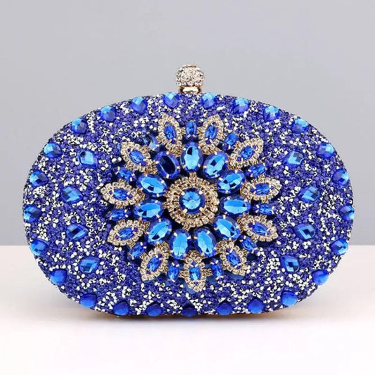 Clutch Blue Crystal Hard Case Bag for Women