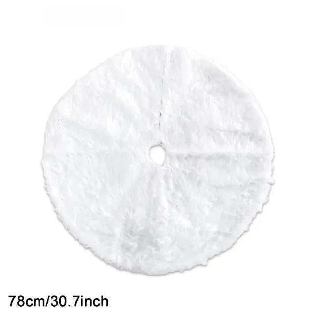 White Christmas Tree Skirt Plush Faux Fur Xmas Tree Carpet Merry Christmas Tree Decorations Ornament New Year Home Decor
