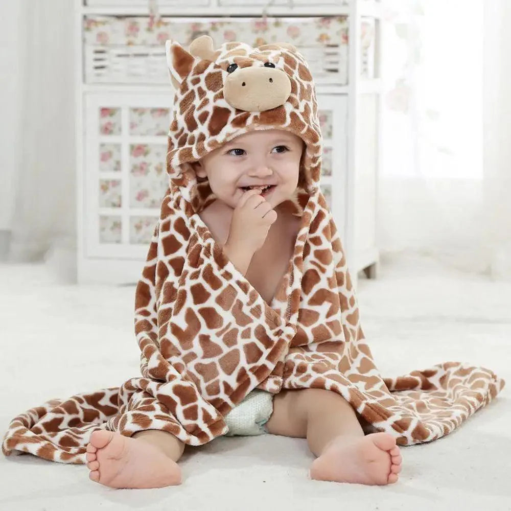 Unique Bear Shaped Baby Hooded Bathrobe Trendy Soft Baby Blanket Baby Bath Towel Cartoon Patter Towel