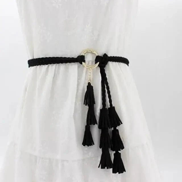 Unique Classic PU Leather Tie Strap Waist Belt For Women Modern Rope Style Design Ladies Waistbands