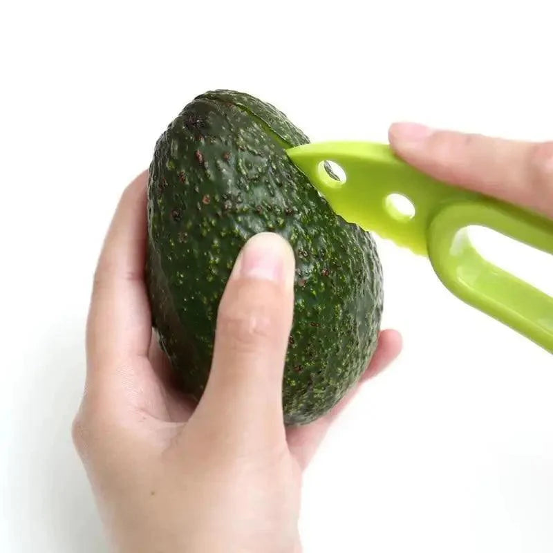 Unique Design 3 In 1 Avocado Slicer Shea Corer Butter Fruit Peeler Cutter Pulp Separator Plastic Knife Kitchen Vegetable Tools Kitchen Gadgets