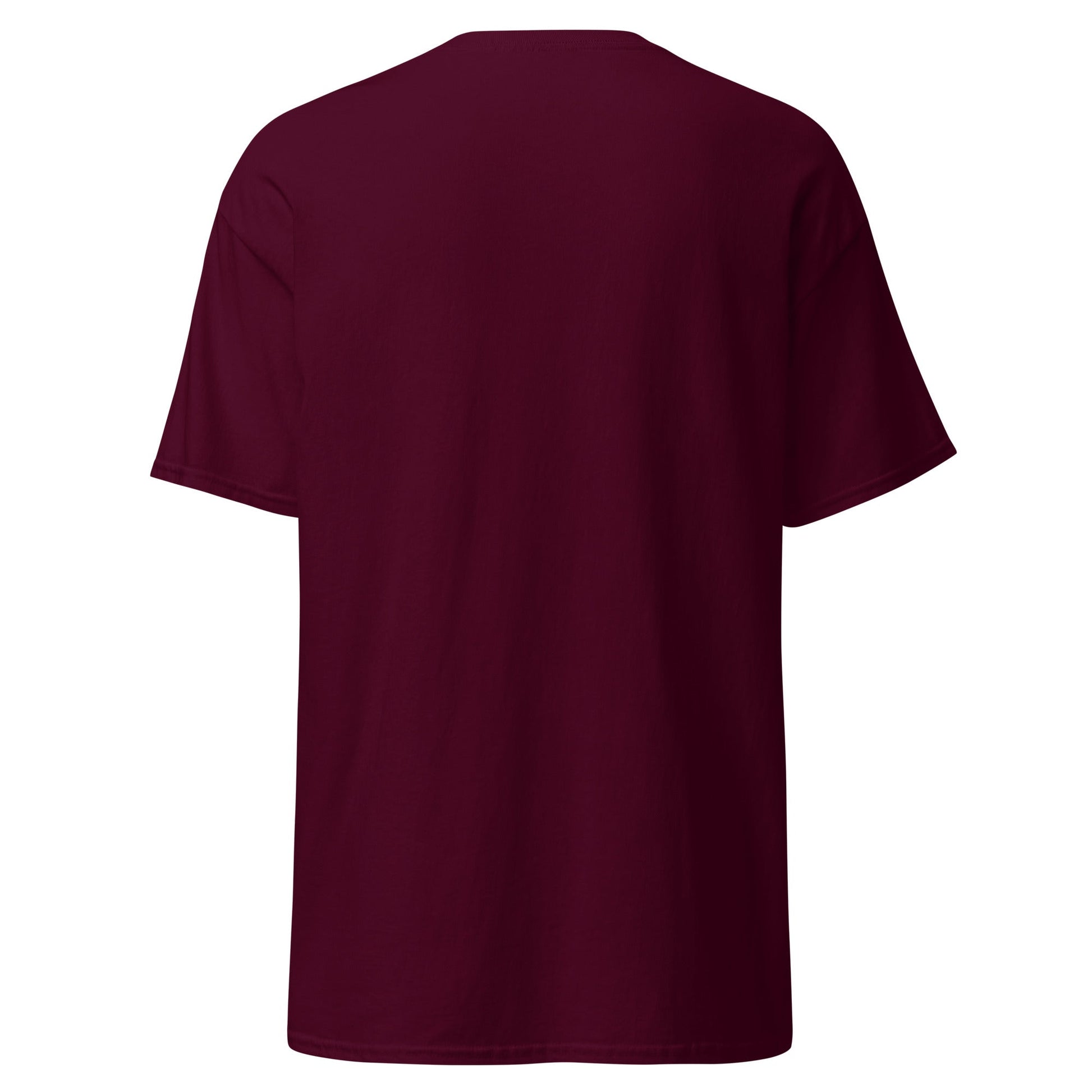 Maroon t-shirt on a white background