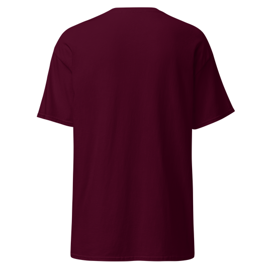Maroon t-shirt on a white background