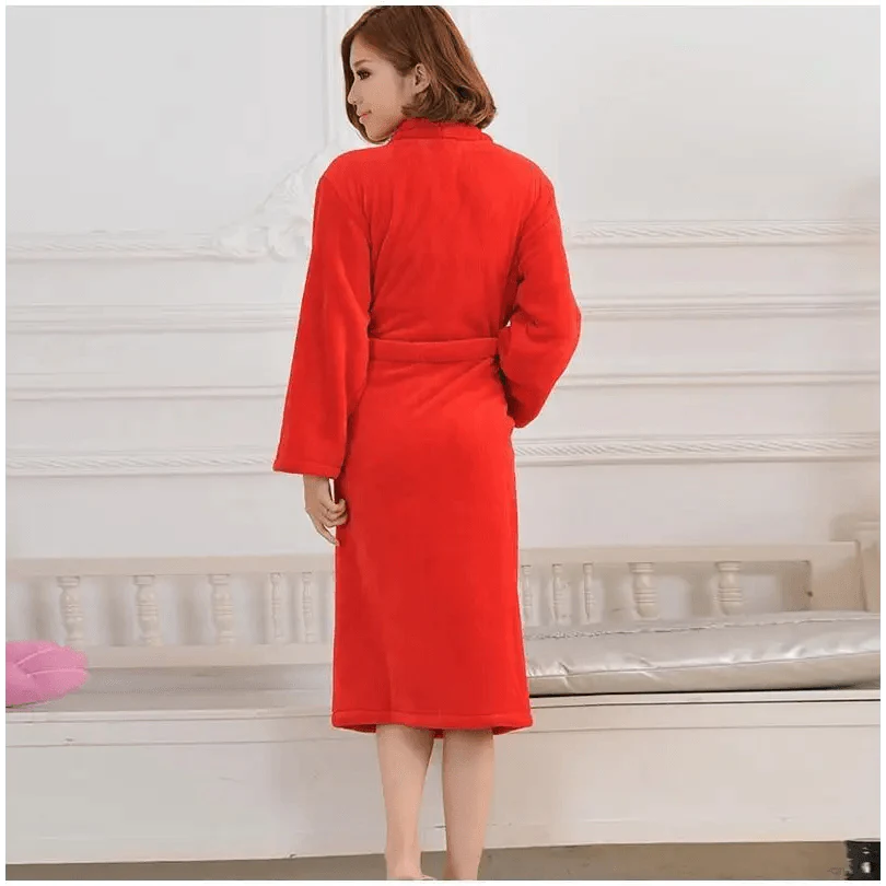 Unisex Comfortable Fleece Soft Bathrobes Elegant Sleepwear For Men And Women Winter Indoor Warm Bathrobe