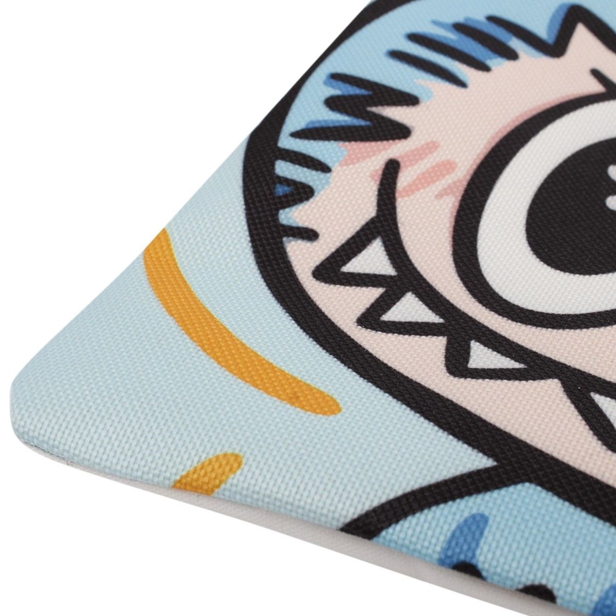 Canvas Tote Labubu Blue Zipper Shopper Bag