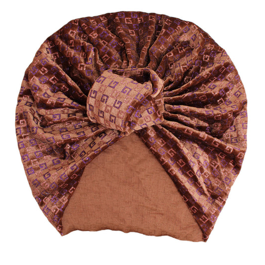 Velvet Dreams: Brown Monogram Turban
