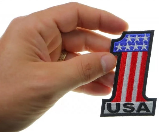 Size of USA #1 Patriotic Iron on Patch 