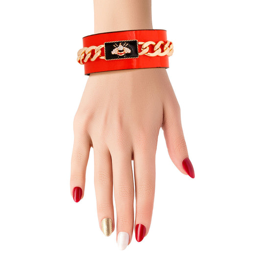 Bee-luxe Cuff: Red Bespoke Chain