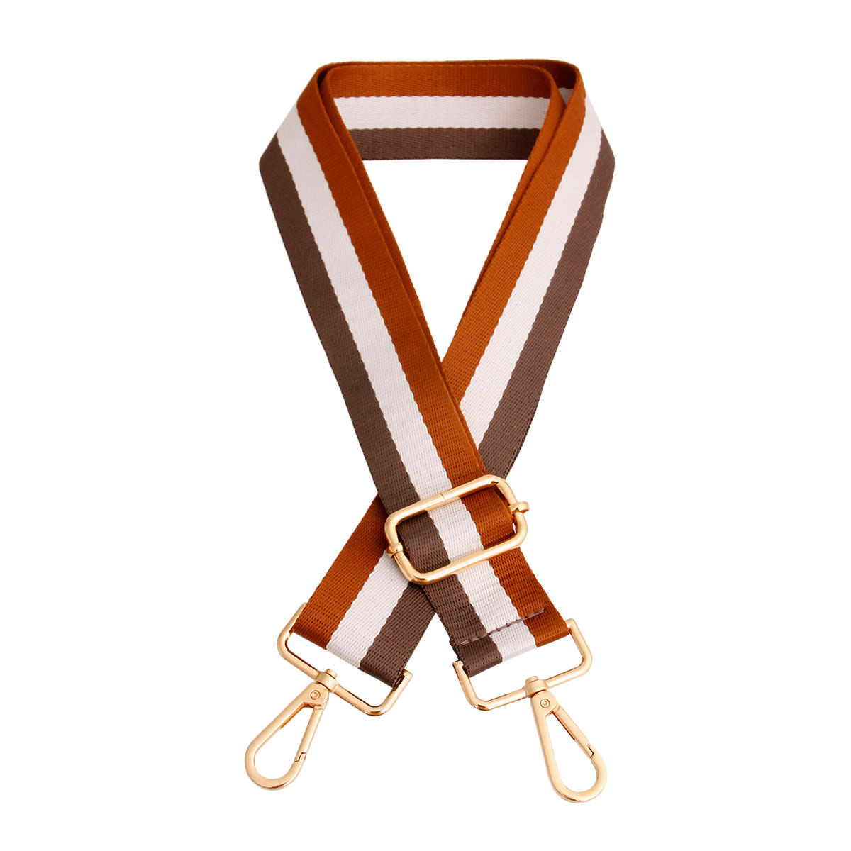 Brown Striped Canvas Bag Strap