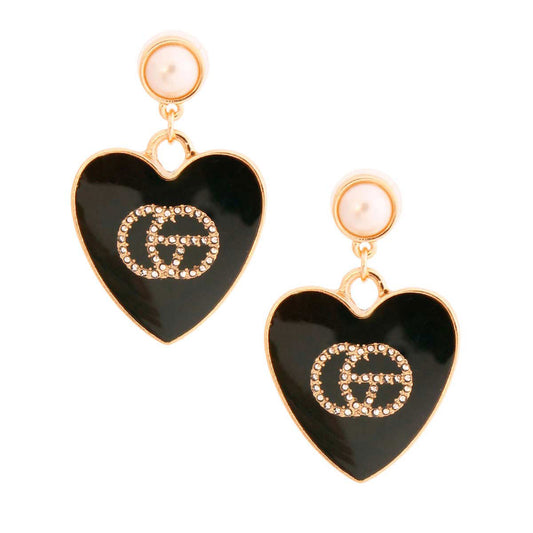 Black & Gold Hearts: Metal Earrings