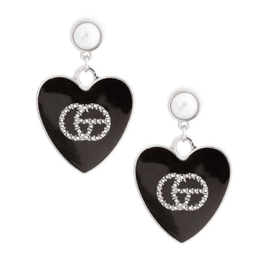 Black & Silver Hearts: Metal Earrings