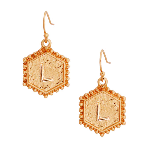 L Hexagon Initial Earrings