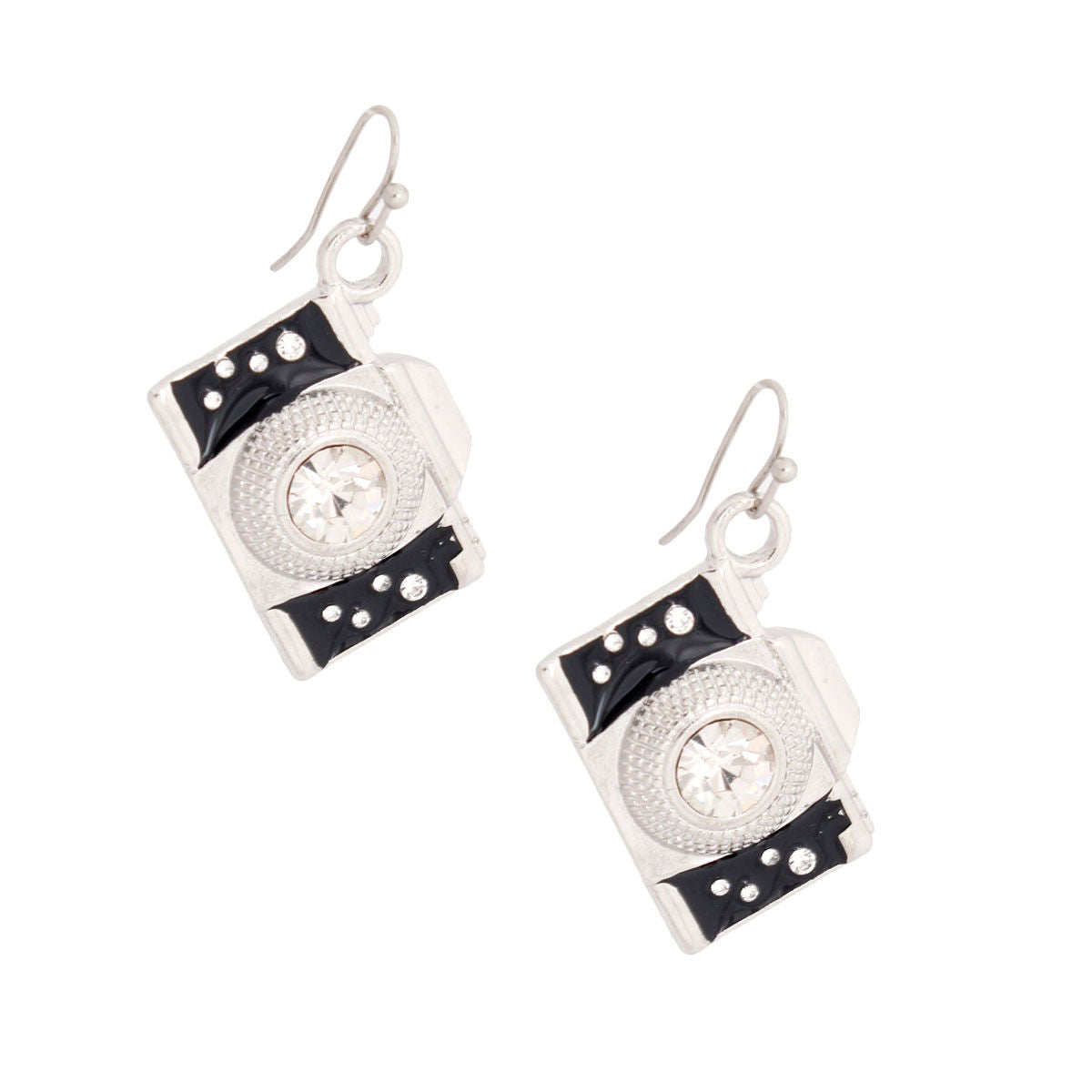 Silver Camera Earrings