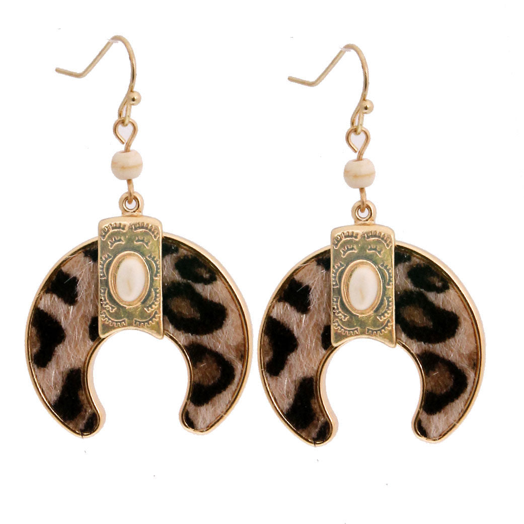 Leopard Fur Horseshoe Earrings