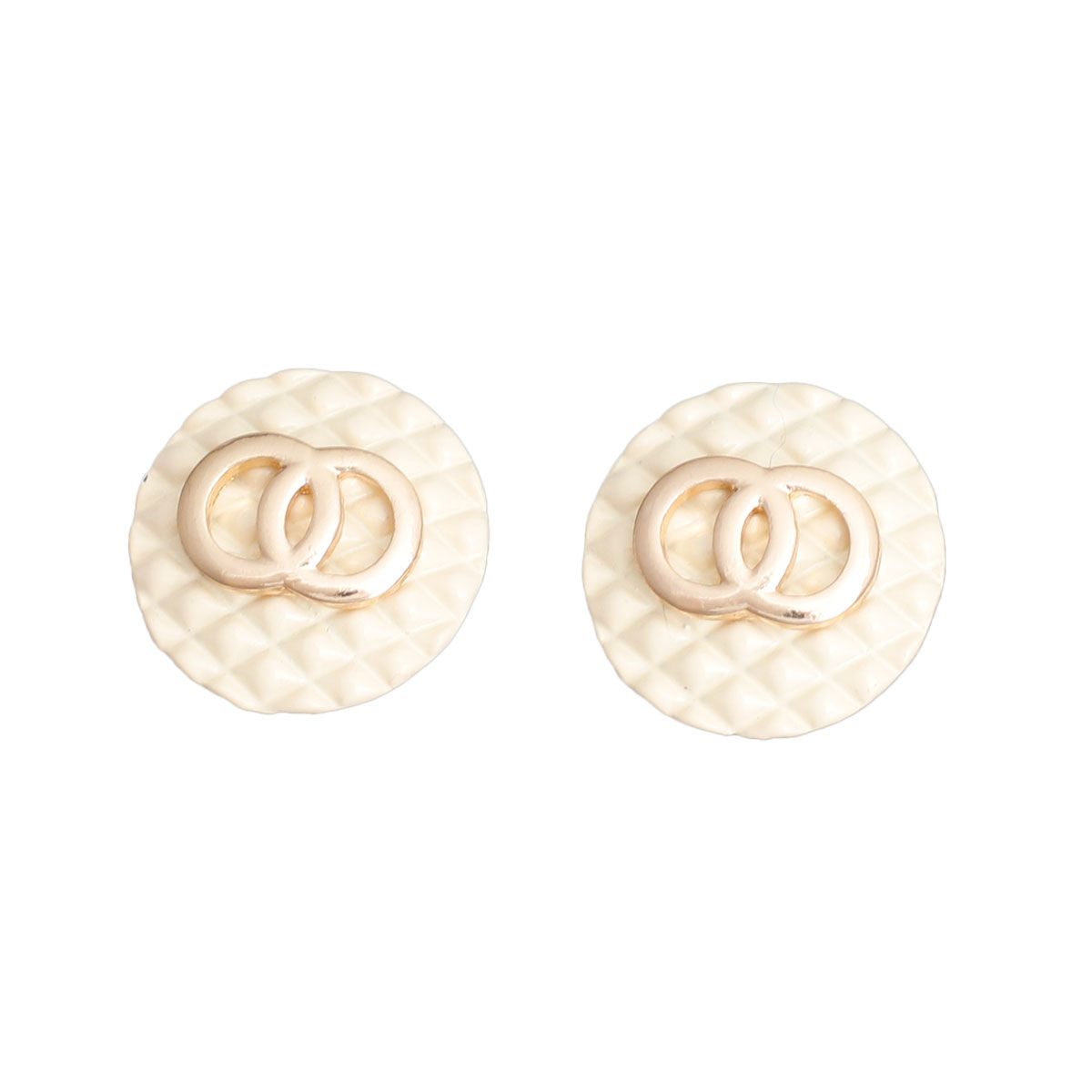 Ivory Quilted Elegance Studs - Bespoke Style