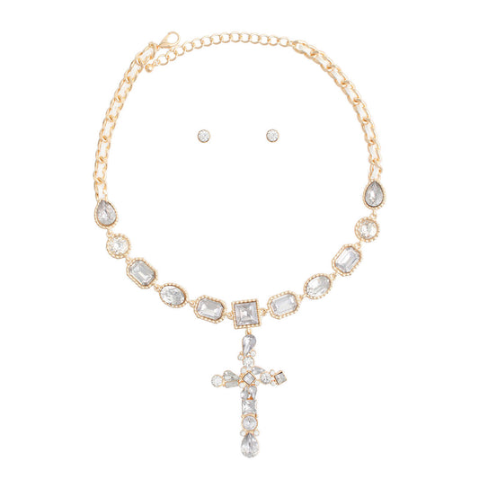 Celeb White Cross Necklace