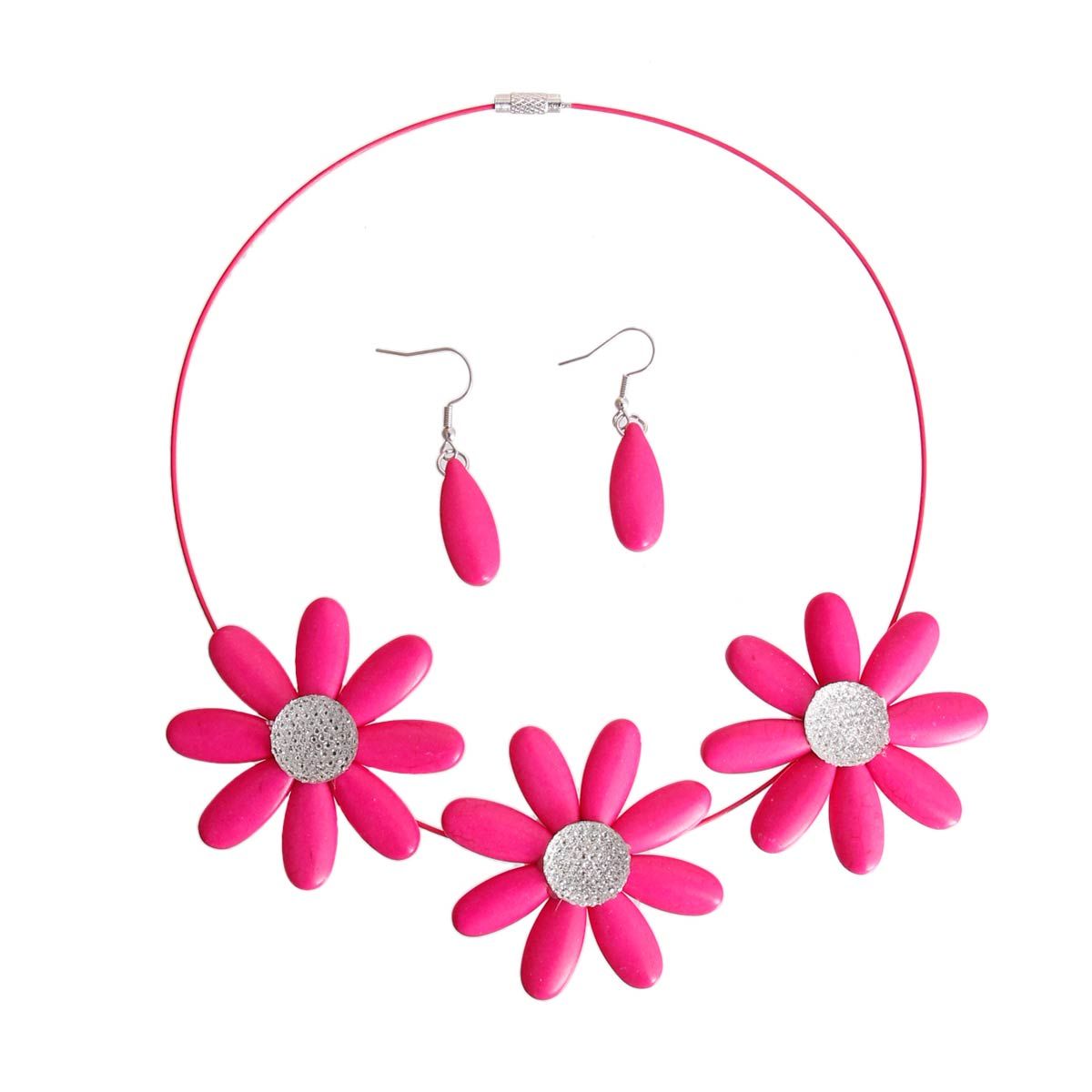 Fuchsia Triple Flower Wire Collar