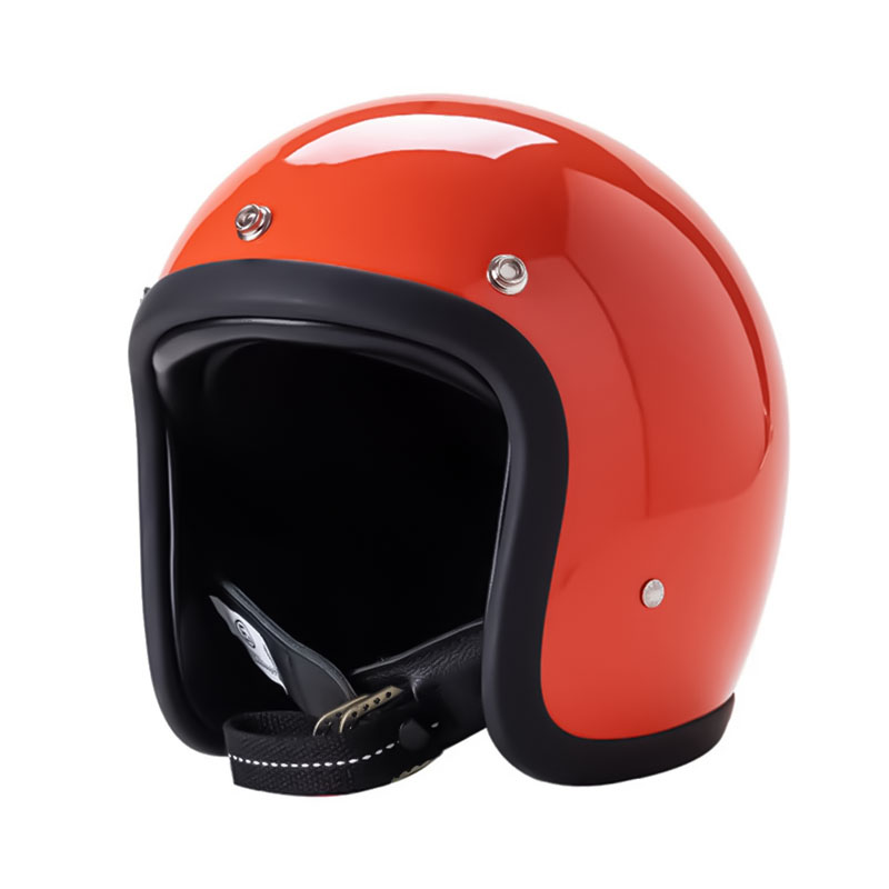 Orange helmet with black interior on a white background