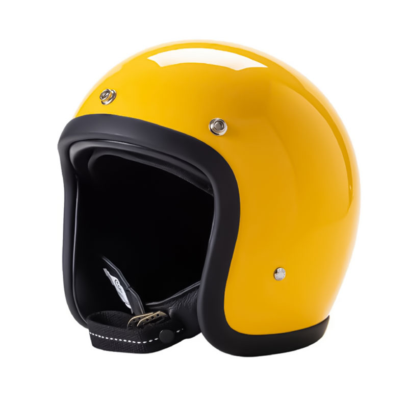 Yellow helmet with black interior on a white background