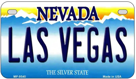 Nevada Motorcycle license plate with 'Las Vegas' text and mountain design