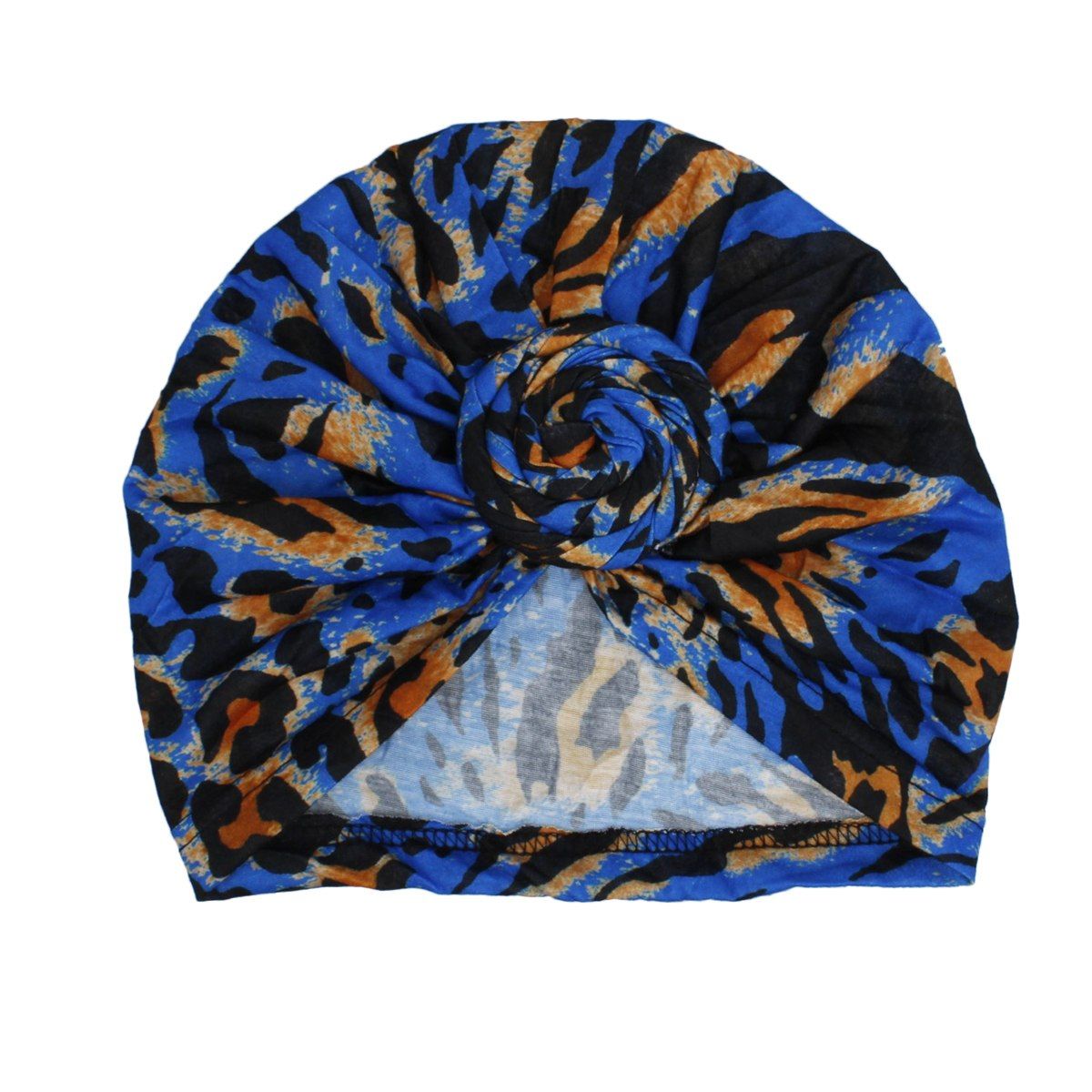 Turban Pre-Tied Knot Blue Animal Print for Women